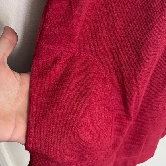 J Jill women’s med red waffle thermal top button sleeve pocket callout descrip - Picture 4 of 11